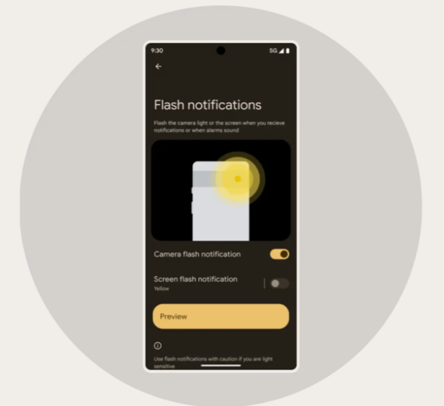 Android 14  Flash Notifications